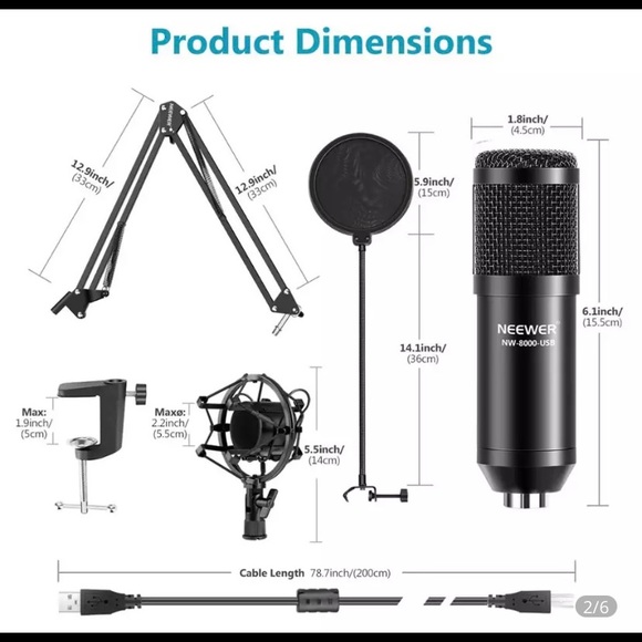 USB Streaming Podcast PC Microphone - Picture 2 of 4